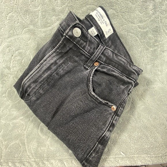 Abercrombie & Fitch 90s Ankle Straight Jeans Womens Sz 4 Ultra High Rise Rips - Picture 2 of 12